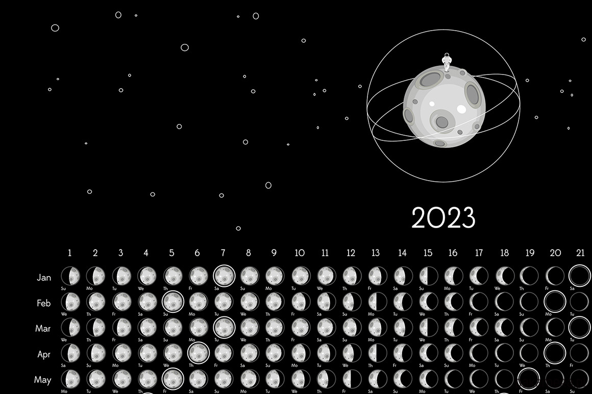 Kalendarz Księżycowy 2023 Czarny - Pakamera.pl