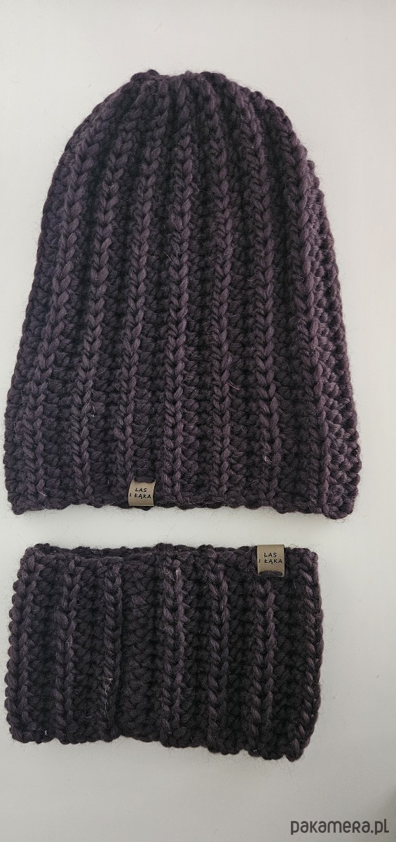 czapki damskie Brązowy Komplet wełniany 2