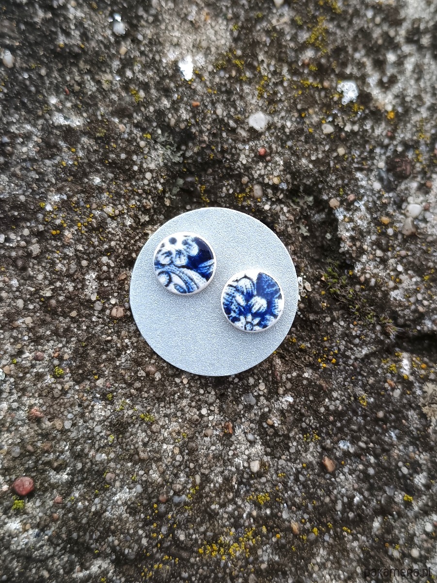 kolczyki ceramiczne Kolczyki ceramiczne w kobaltowe kwiaty 1