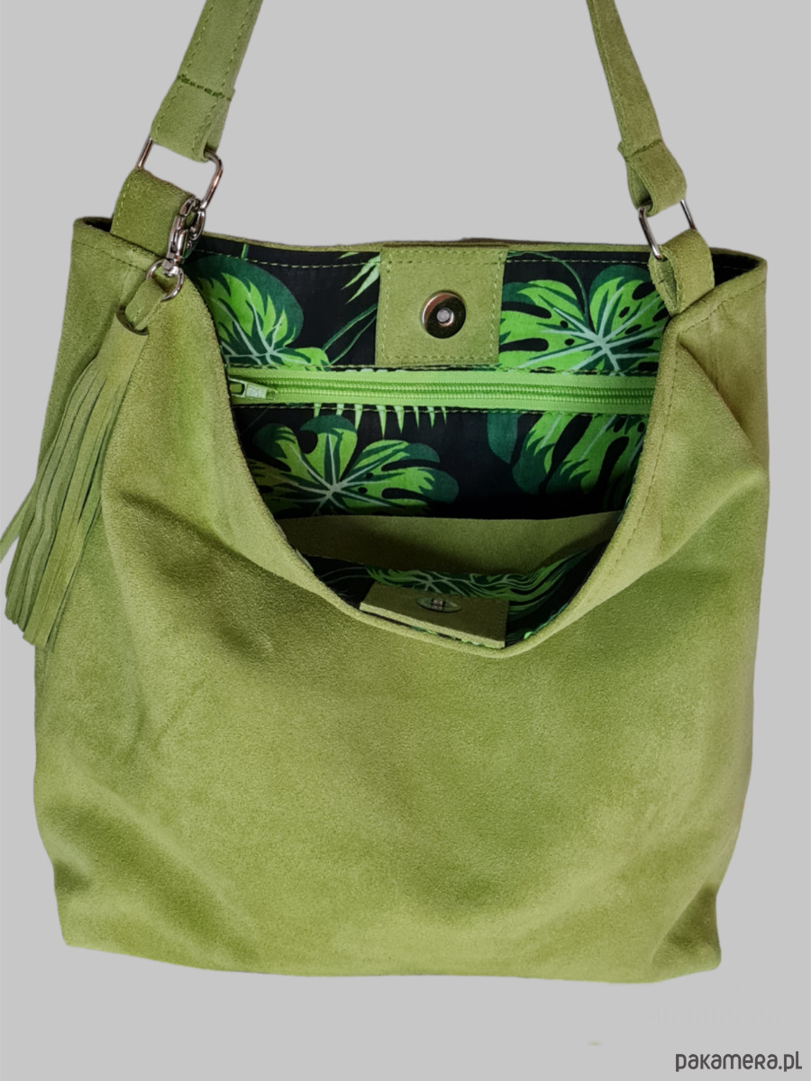 torby na ramię Zamszowa Shopper Bag, Boho. Duża torebka na ramię skóra zamszowa 4