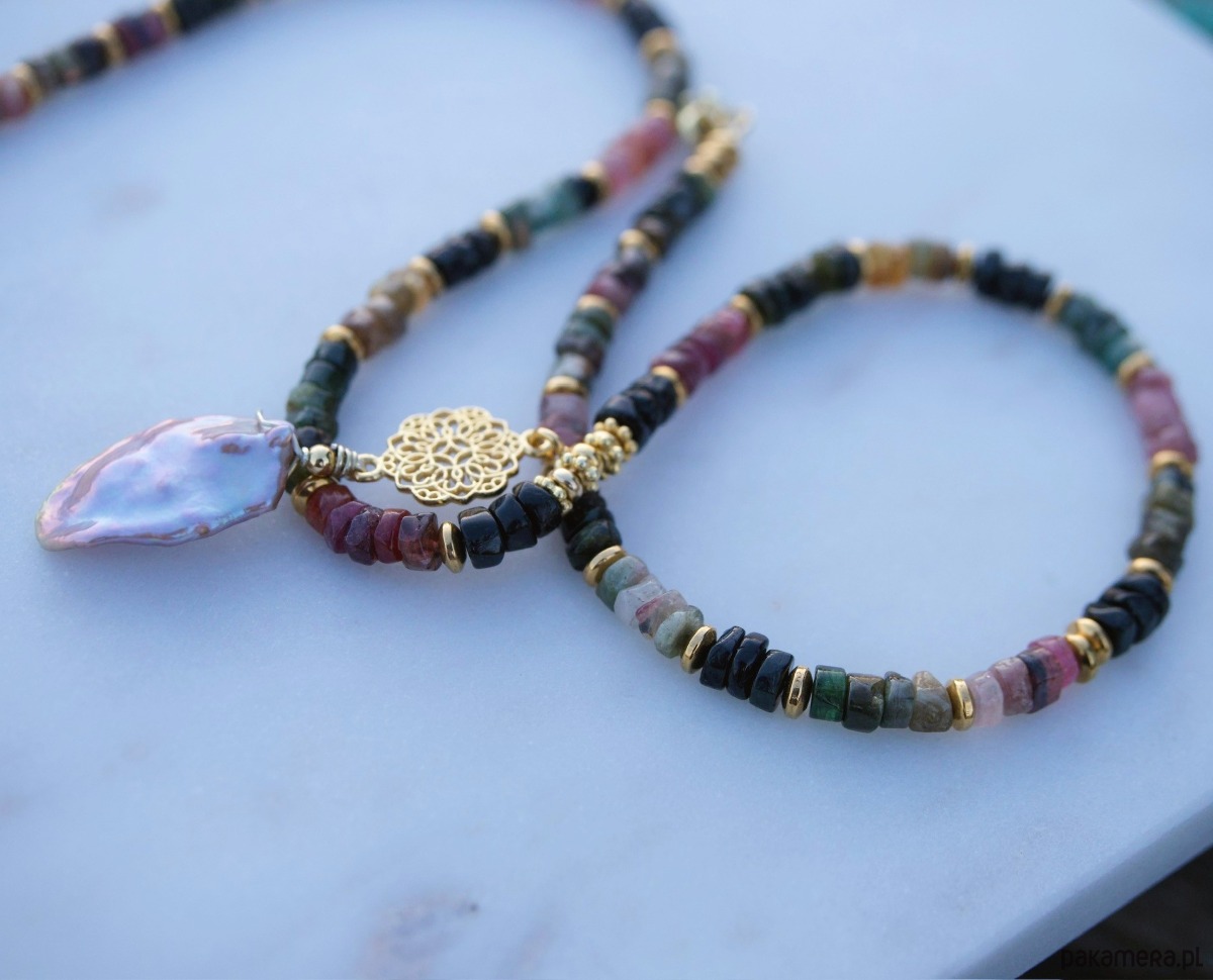 złote naszyjniki Naszyjnik z turmalinów 2