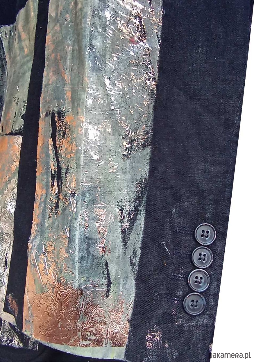 marynarki damskie Upcyclingowa marynarka z ręcznym nadrukiem UV  6