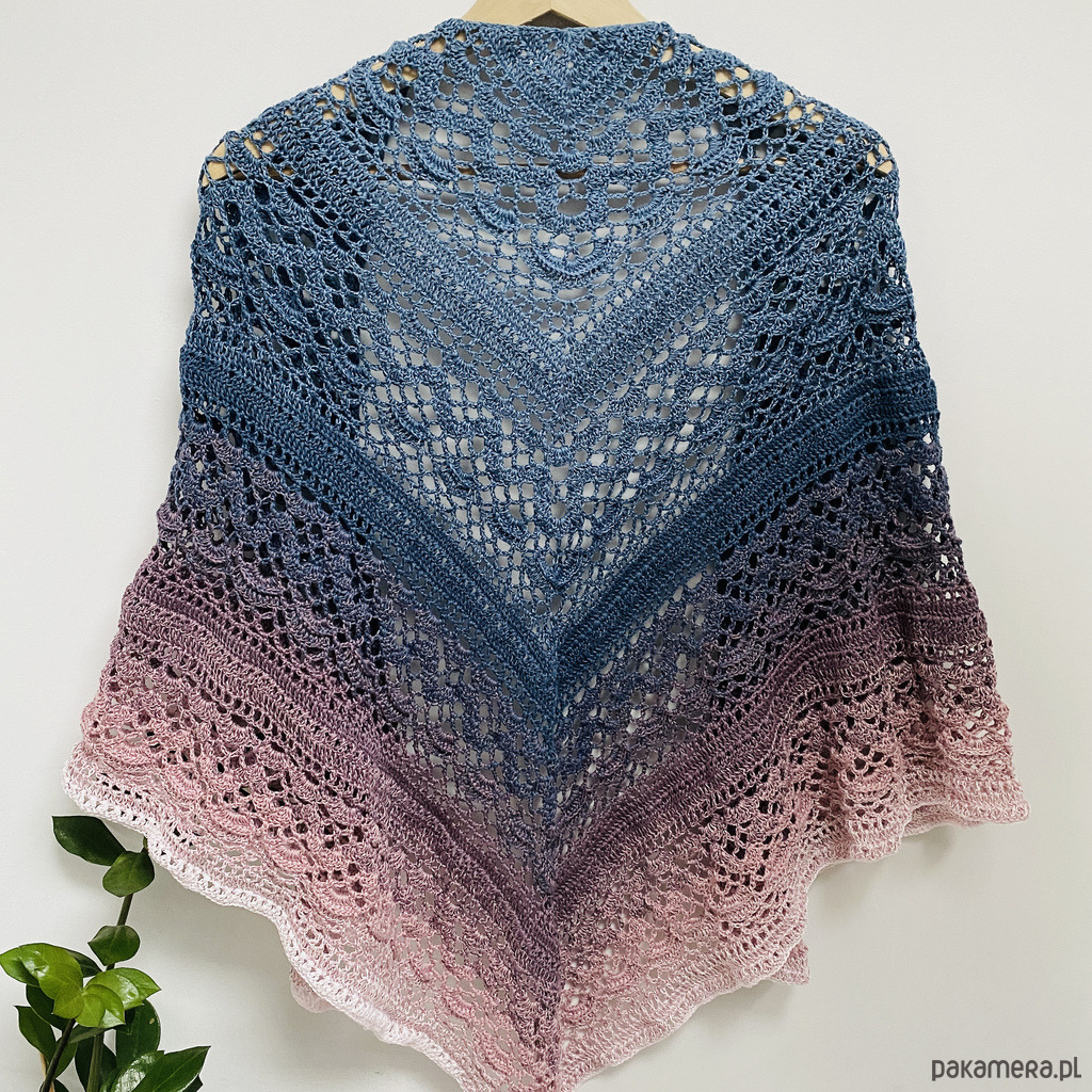 szale damskie Chusta szydełkowa Klaziena ombre handmade 1