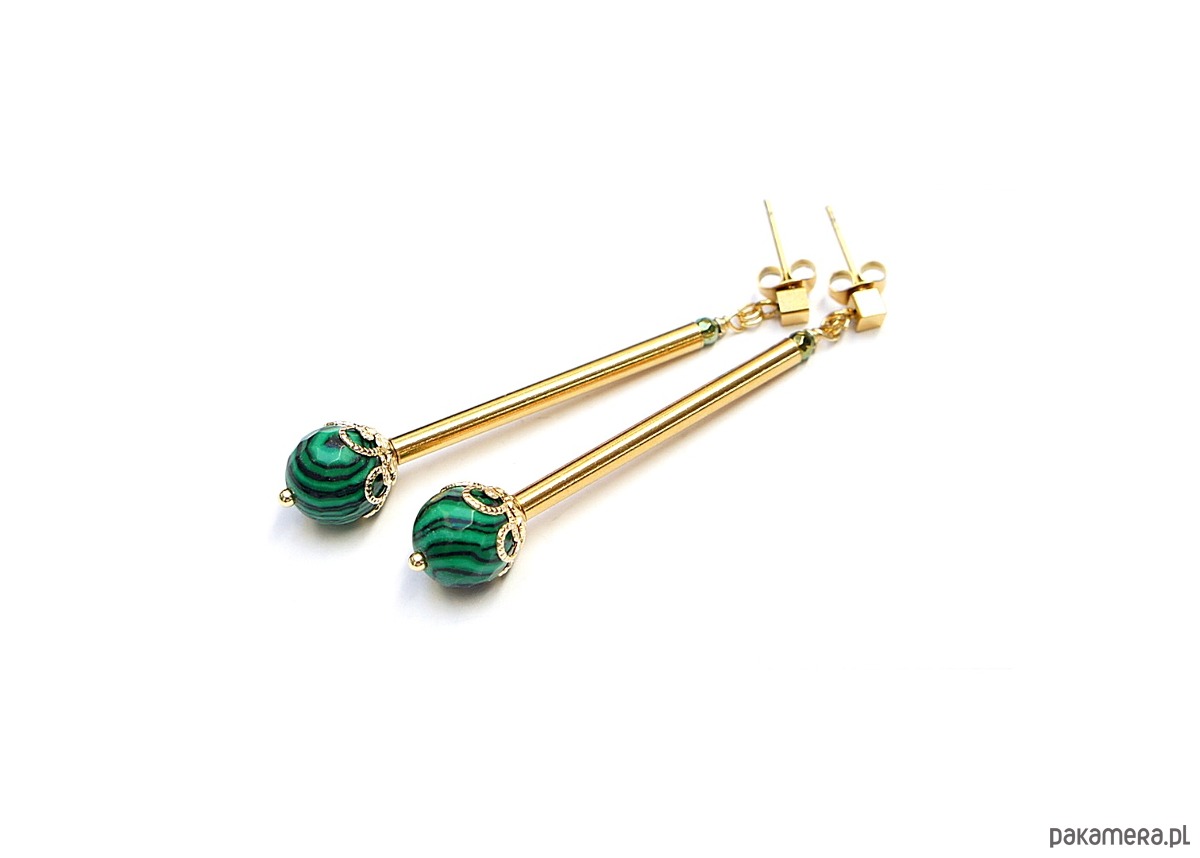 kolczyki z kamieniami Kolczyki Alloys Collection - Malachity /29.10.25/  1