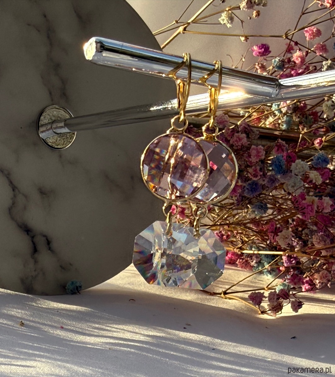 kolczyki swarovski Kolczyki w odcieniach różu z kryształem Swarovskiego 1