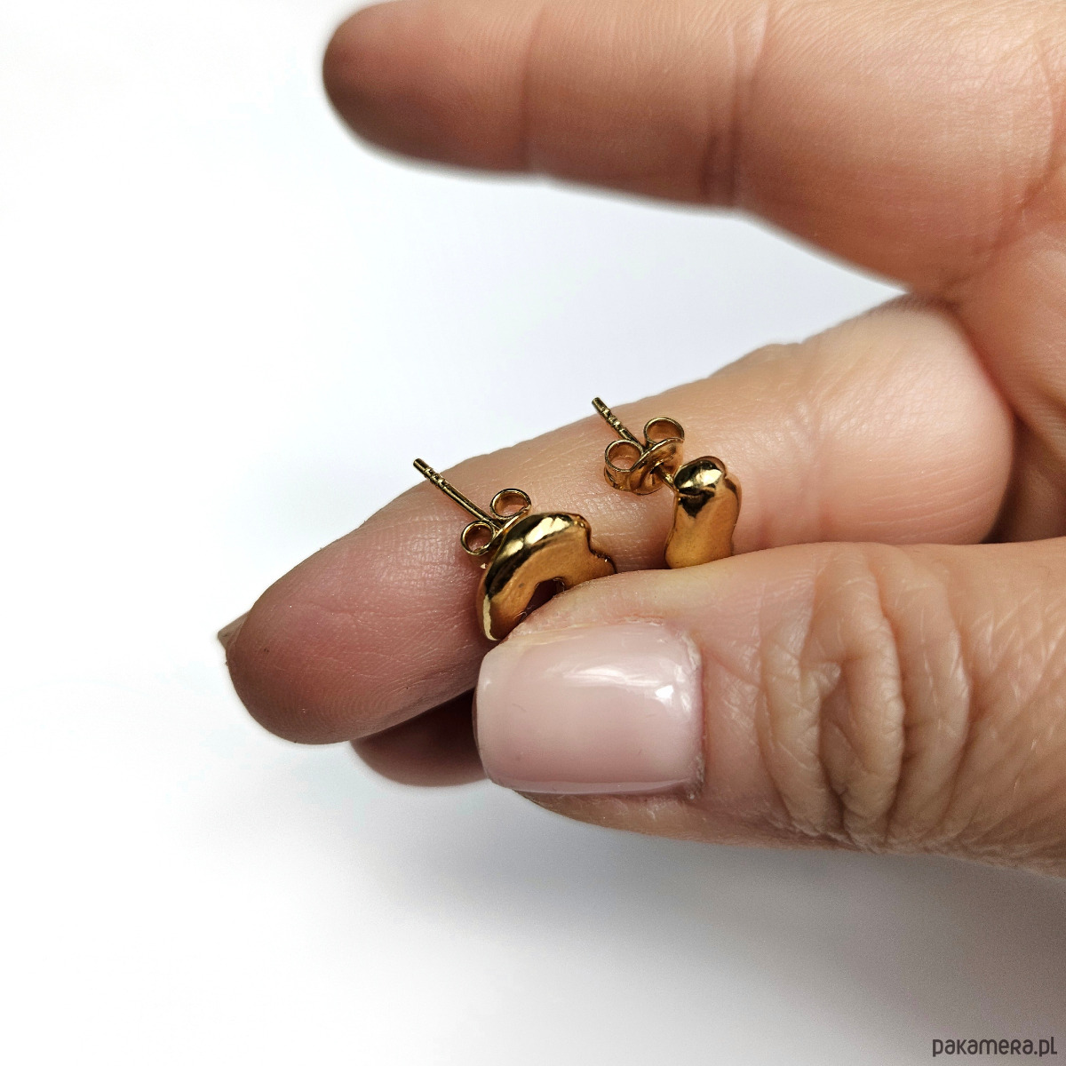 kolczyki pozłacane Asymetryczne organiczne kolczyki pozłacane  SMUGI 3