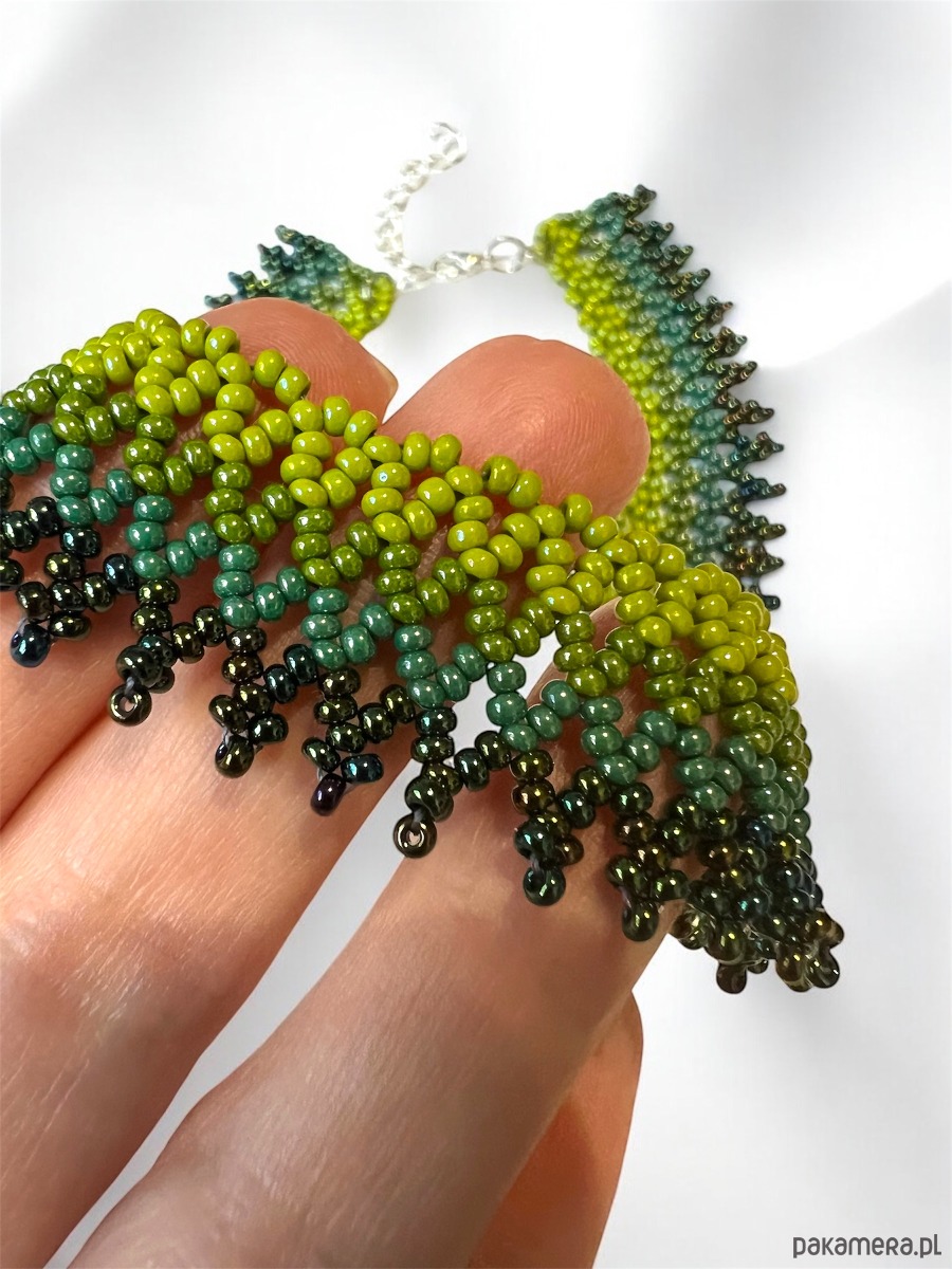 kolie Kolia koralikowa zielony gradient  ręcznie robiona biżuteria handmade 3