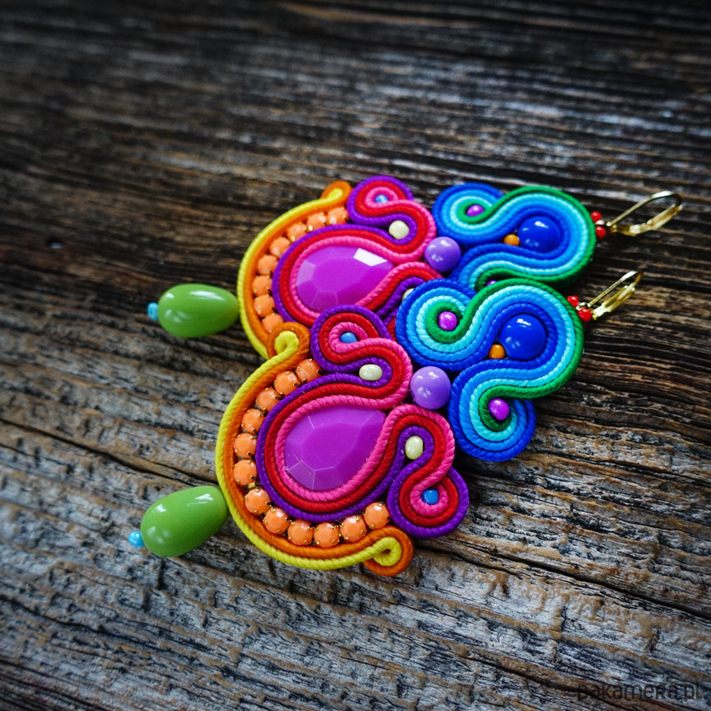 kolczyki soutache Bardzo kolorowe kolczyki soutache 3