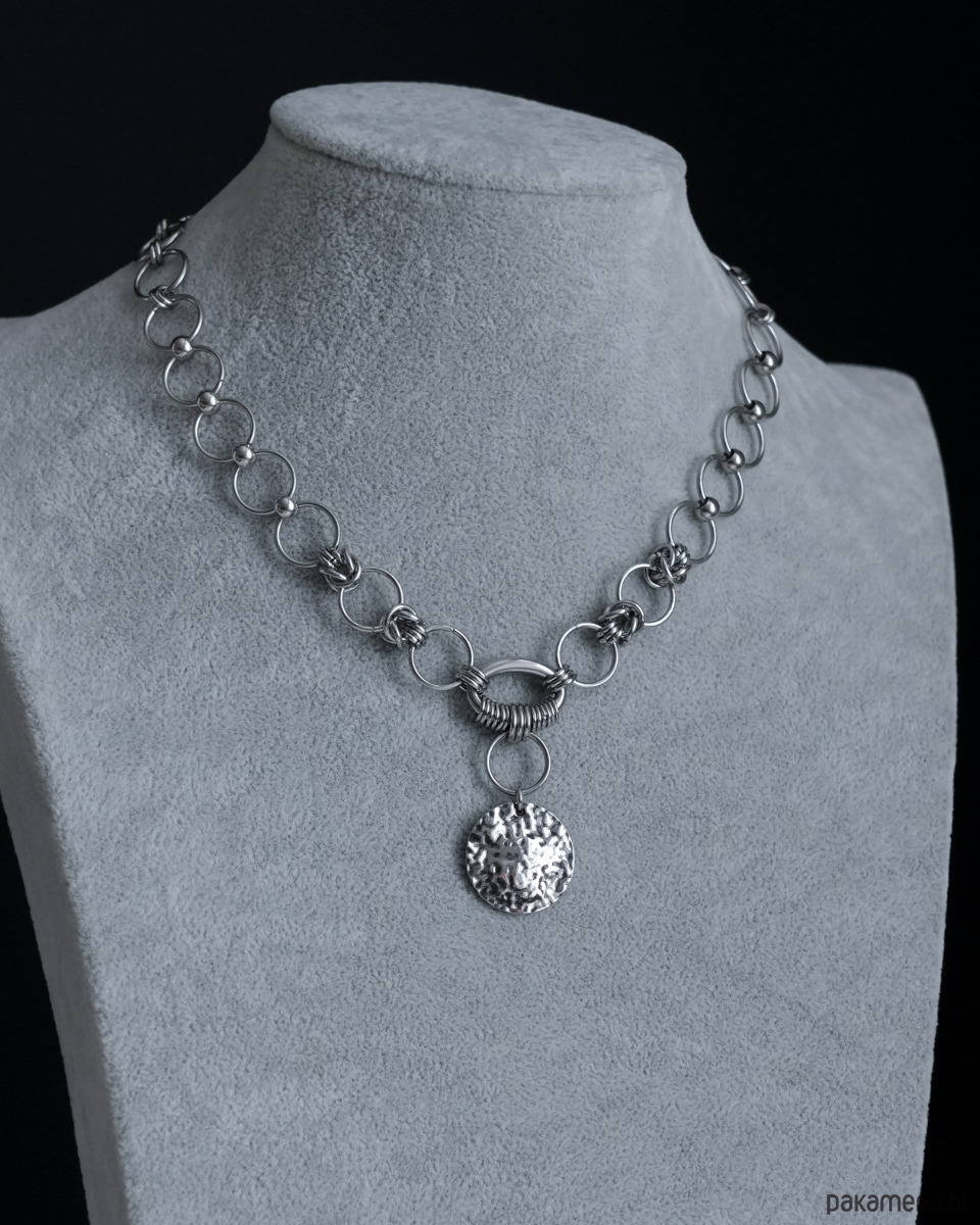 kolie Naszyjnik chainmail za stali z okrągłą blaszką 1