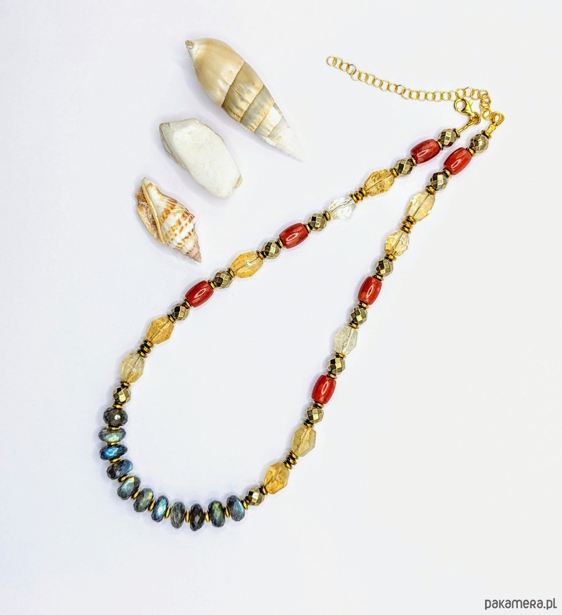 złote naszyjniki Naszyjnik Atena ze zjawiskowym labradorytem 1