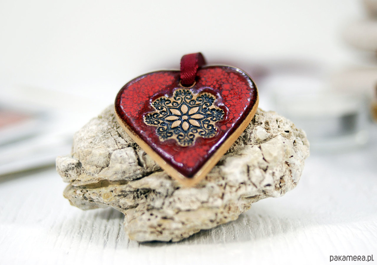 ozdoby choinkowe Ceramiczne serca z mandalą - ozdoby choinkowe 3