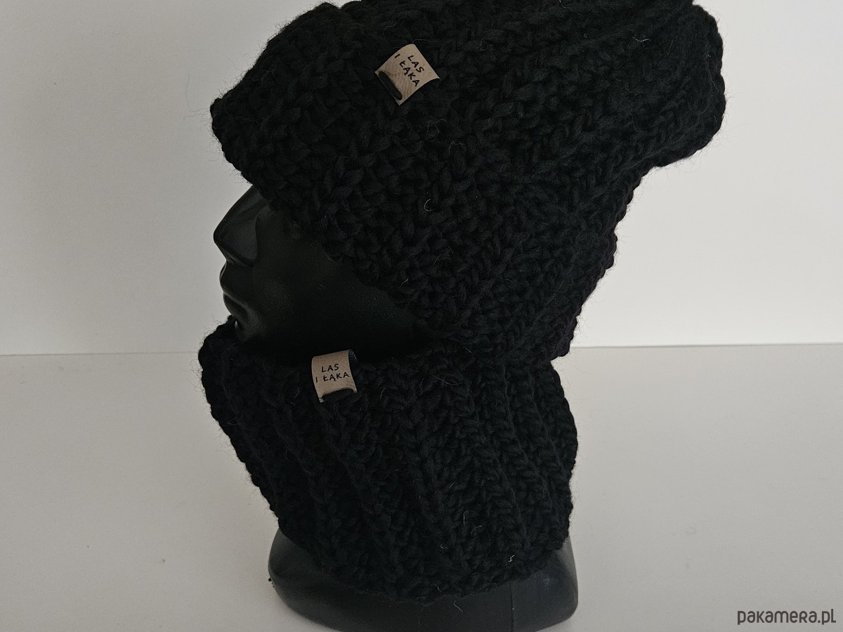 czapki damskie Czarny Komplet wełniany 1