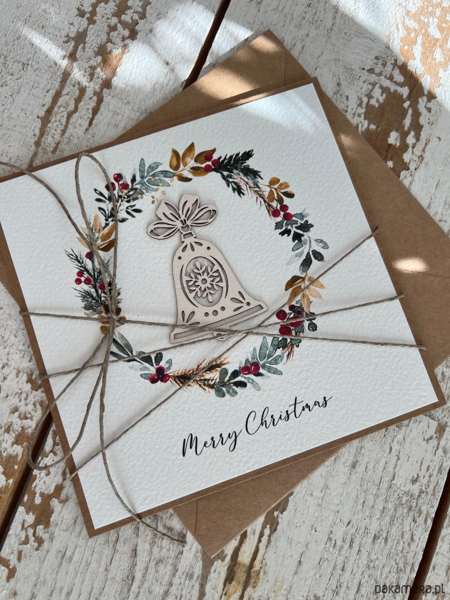 kartki świąteczne Stylowa ręcznie robiona kartka świąteczna Merry Christmas card 1