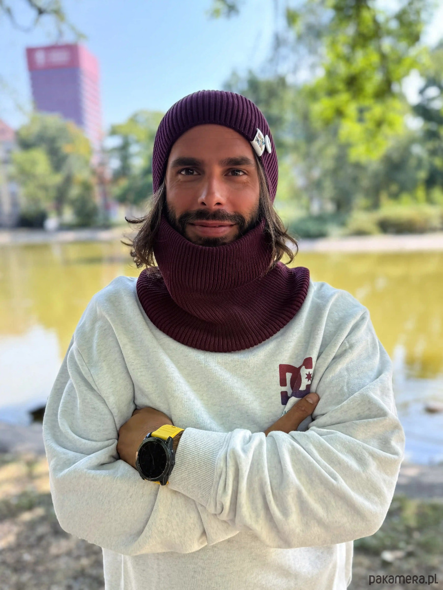 czapki i kapelusze męskie Męska luźna czapka z bawełny logo kolorowe Bordo 1