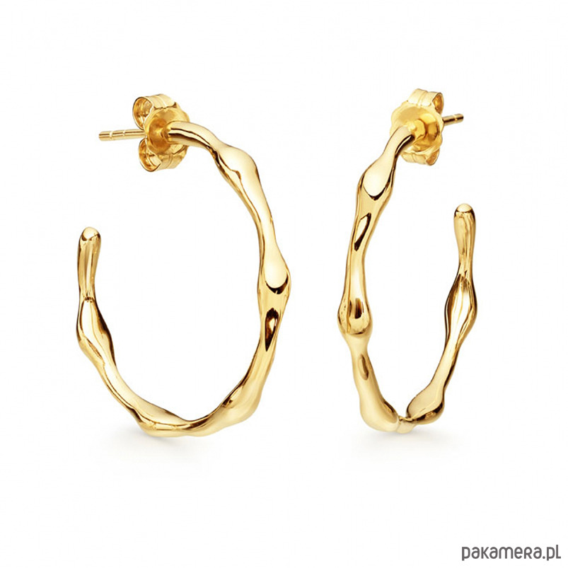 kolczyki pozłacane Złote kolczyki kołą "Bamboo" - srebro 925 pozłacane 2