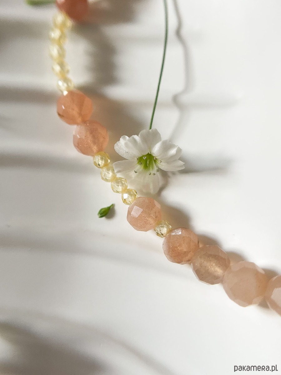 bransoletki na sznurku Bransoletka z alfabetem Morse Kamień słoneczny i Kwarc żółty 2