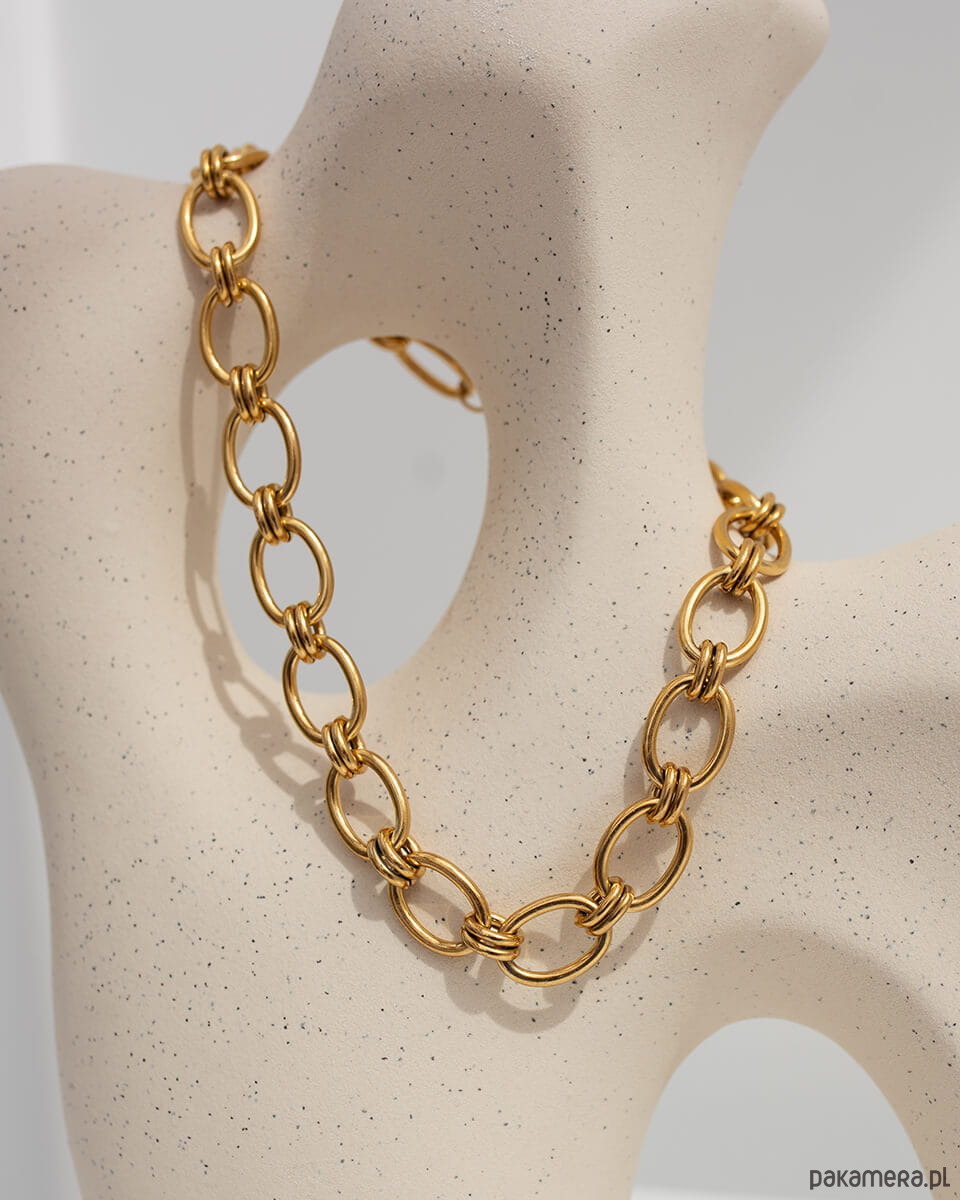 złote naszyjniki Złoty naszyjnik ze stali chirurgicznej pozłacany 18k złotem 3