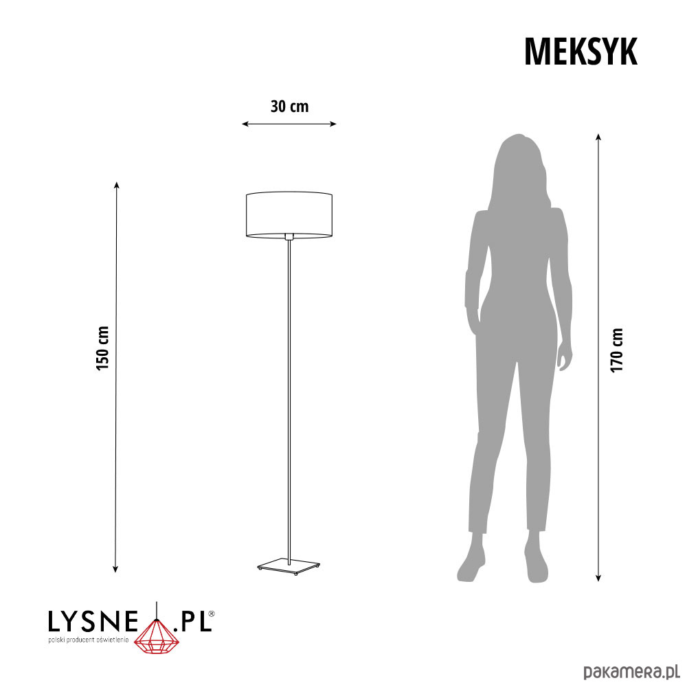 lampy podłogowe Lampa stojąca metalowa z abażurem walec 30 cm MEKSYK ECO 7