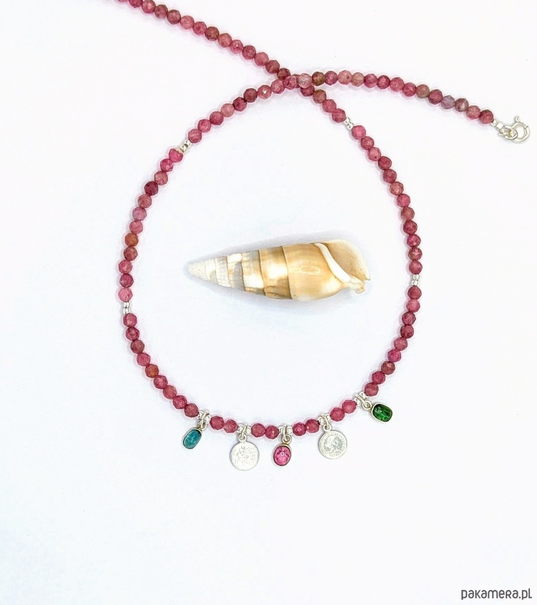 srebrne naszyjniki Turmaliny ze srebrnymi zawieszkami, naszyjnik 3