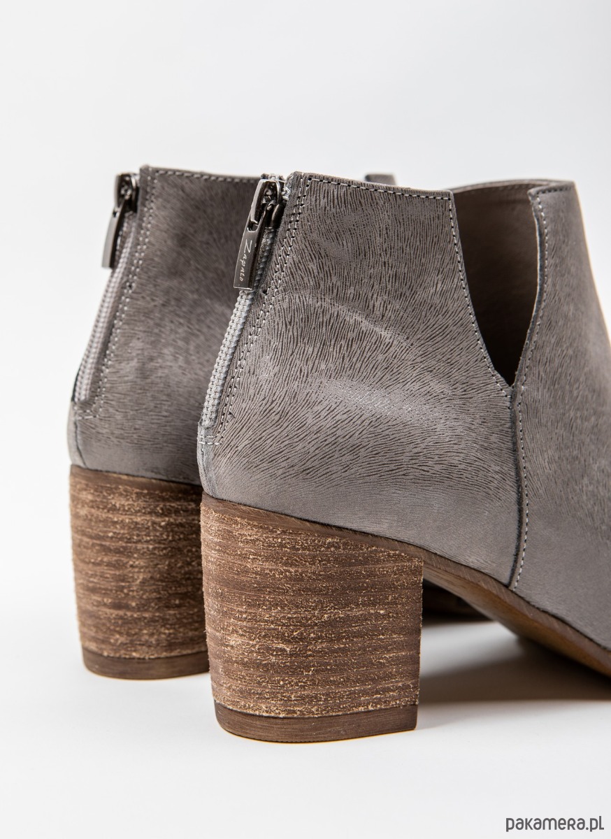 botki damskie SKÓRZANE BOTKI DO KOSTKI ZAPATO 501 SZARY 5