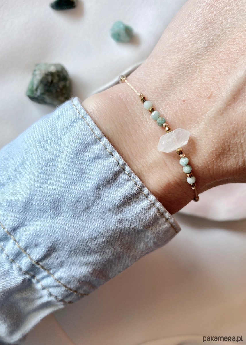 bransoletki z kamieni naturalnych Bransoletka z Amazonitem i Kryształem Górskim 1