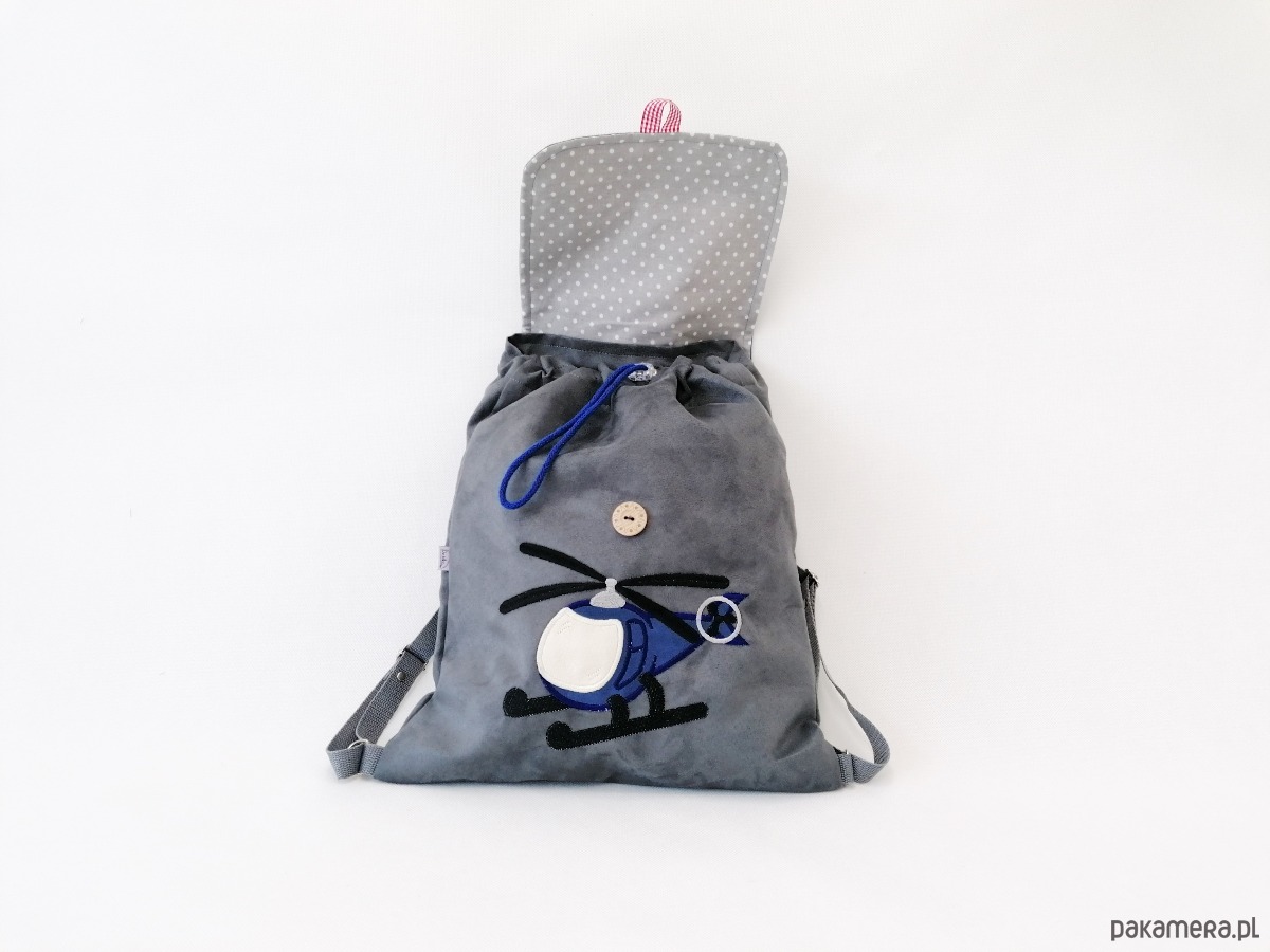 torebki, worki i plecaki dziecięce Prezent dla chłopca - plecak z helikopterem i imieniem 1