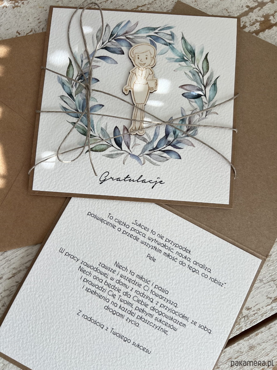 kartki scrapbooking Ręcznie robiona kartka gratulacje z okazji uzyskania absolutorium obrony prac 1