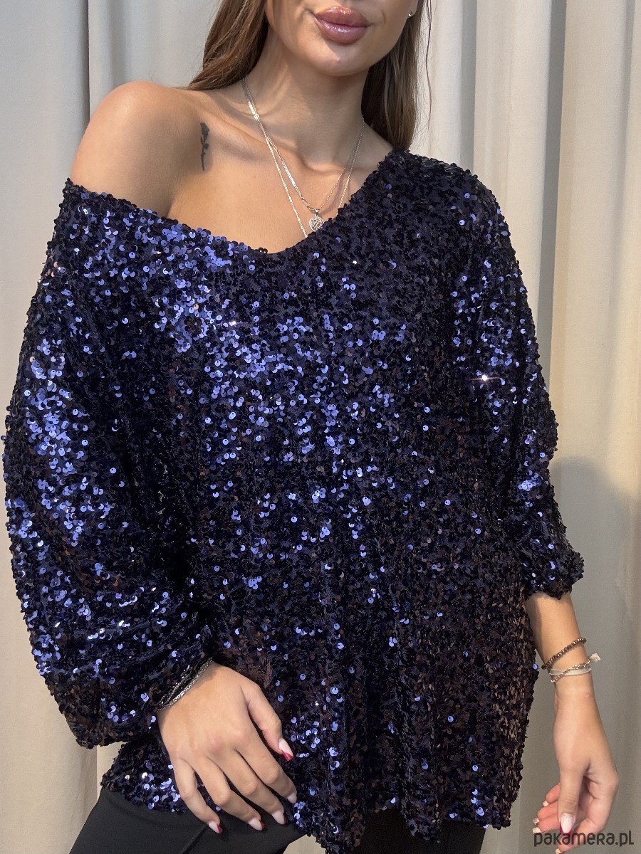 bluzki z długim rękawem damskie Bluzka cekinowa Marina 1