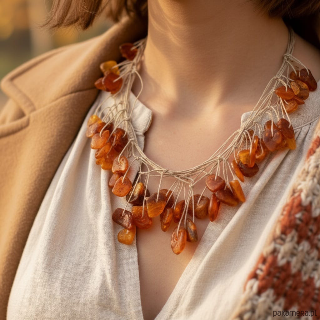 kolie Bałtycki bursztyn surowy naszyjnik unikat 1