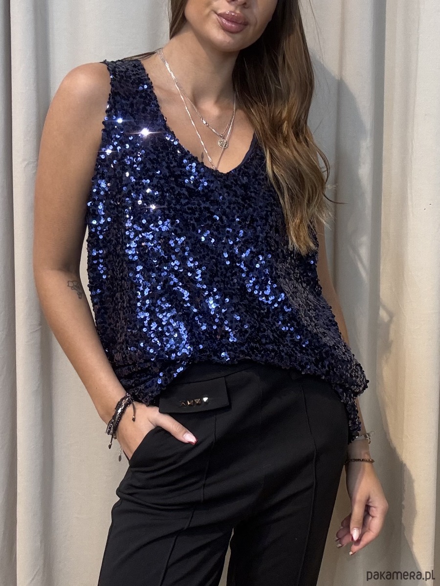 topy damskie Bluzka cekinowa na grubych ramiączkach Marina 5