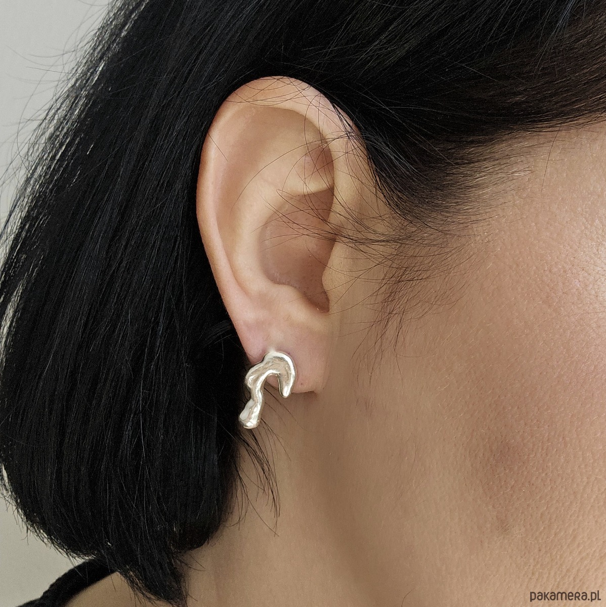 kolczyki srebrne Asymetryczne organiczne kolczyki srebrne  SMUGI 2