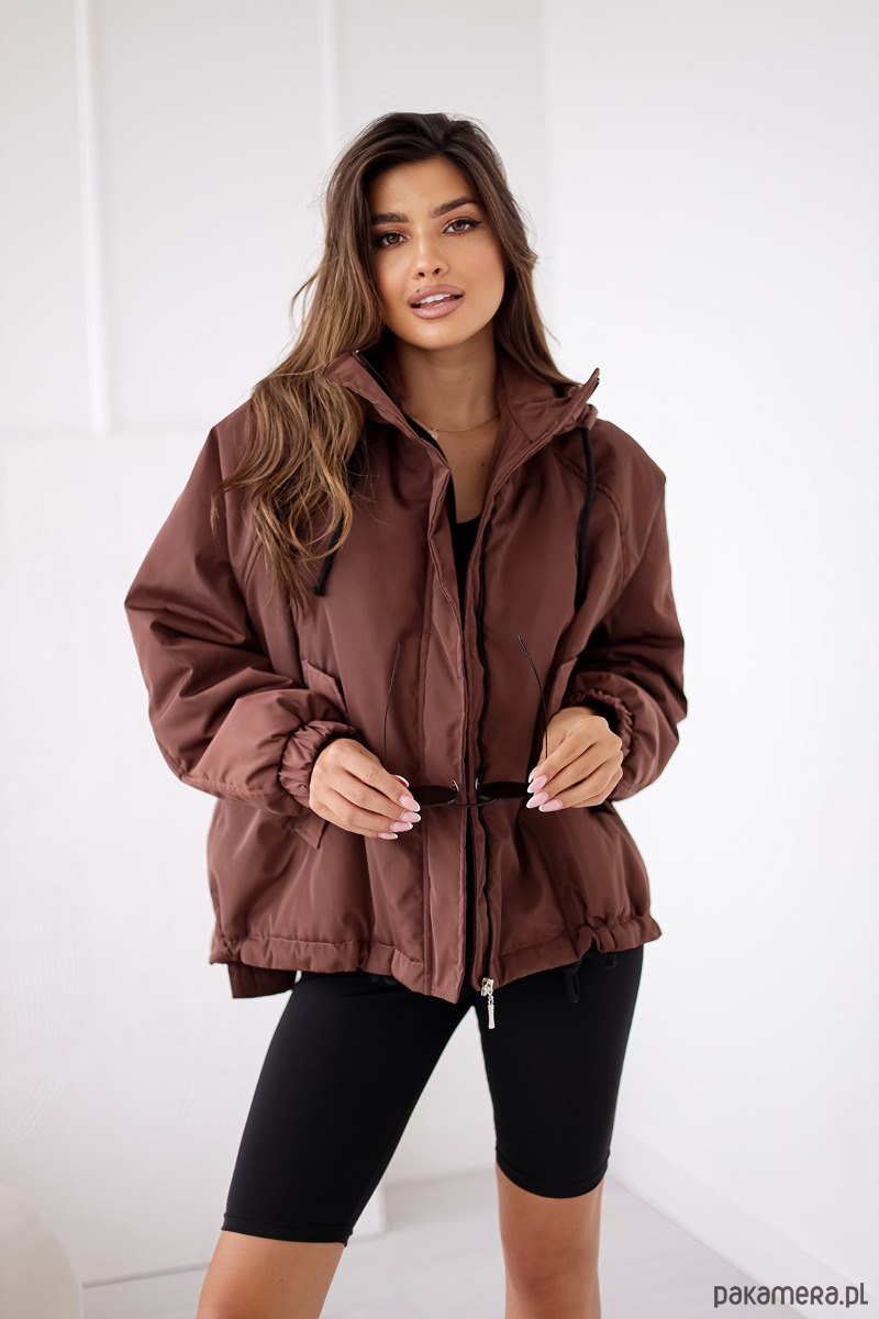 kurtki damskie Brązowa Kurtka Wiosenna z Rozcięciami 1
