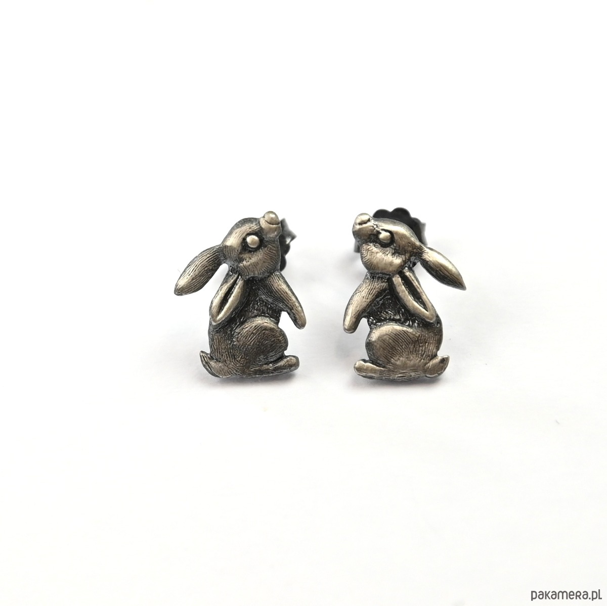 kolczyki srebrne Kolczyki srebrne z zajączkami szare małe 4