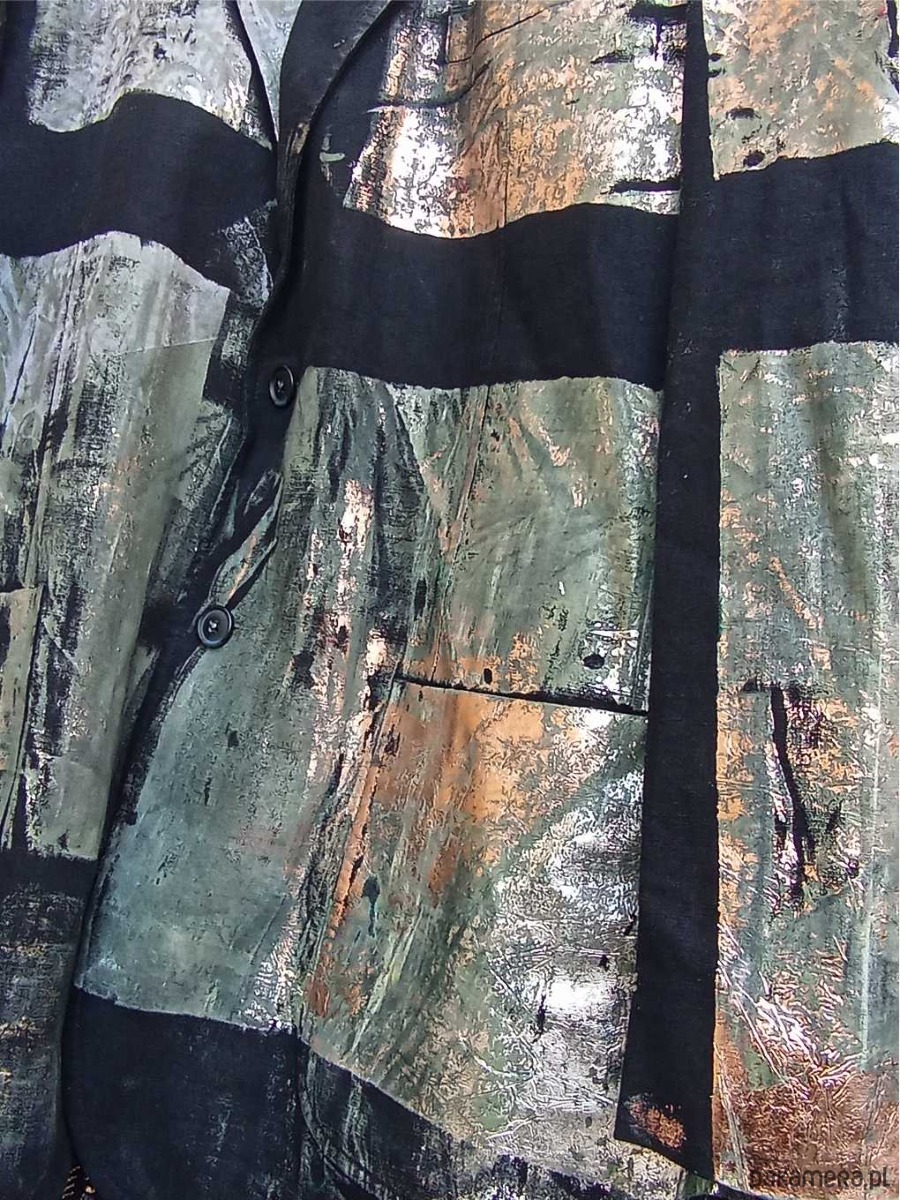 marynarki damskie Upcyclingowa marynarka z ręcznym nadrukiem UV  3