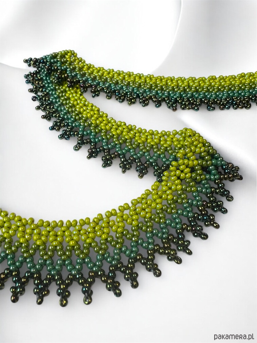 kolie Kolia koralikowa zielony gradient  ręcznie robiona biżuteria handmade 2