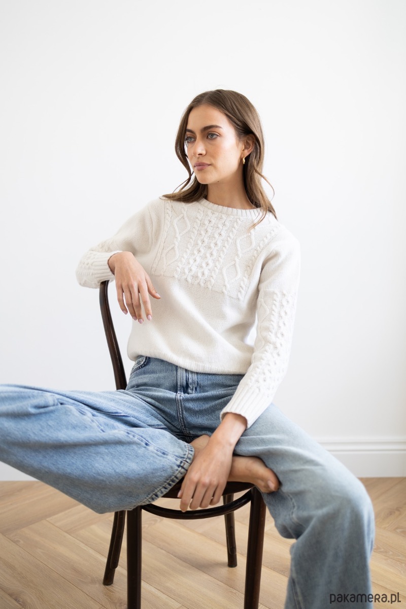 swetry damskie  Sweter Aran śmietanka 3