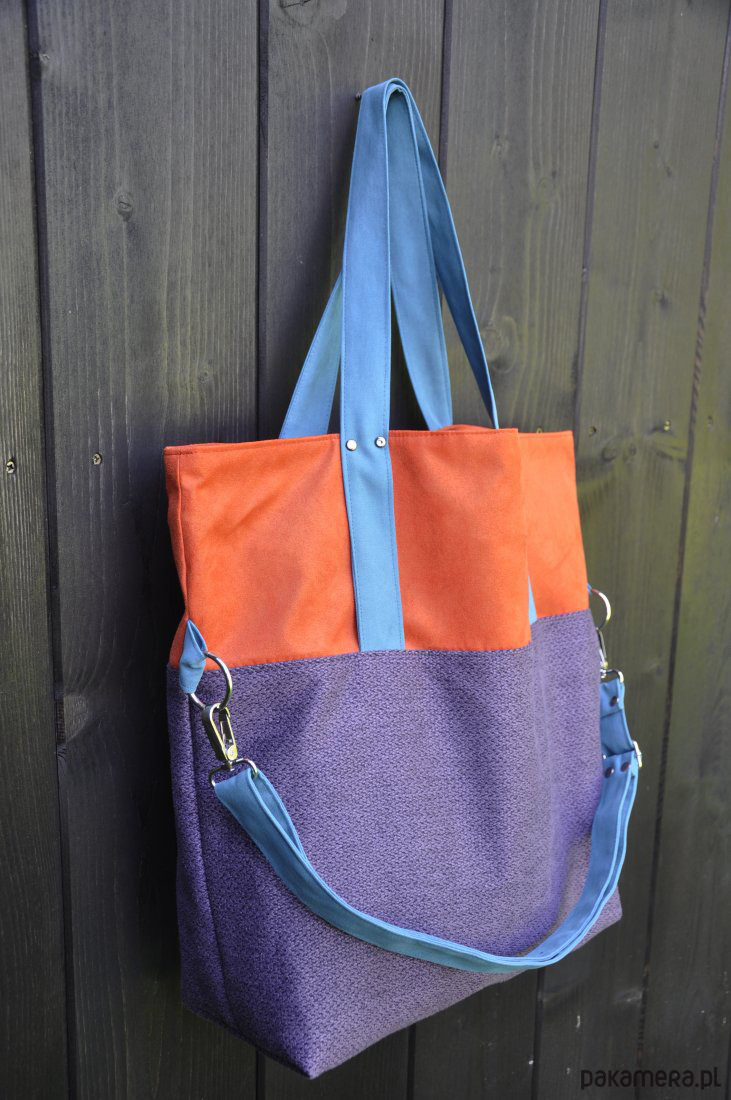 torby na ramię Torba na ramię-color block-fiolet,pom.,turkus 1