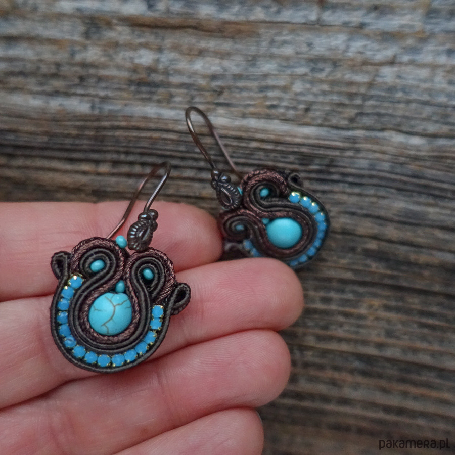 komplet biżuterii Brąz i turkus - sutaszowy komplet biżuterii 5