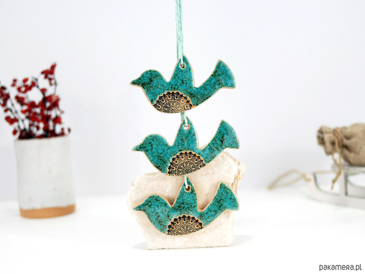ozdoby choinkowe Turkusowe ptaszki w locie - ozdoby choinkowe 1