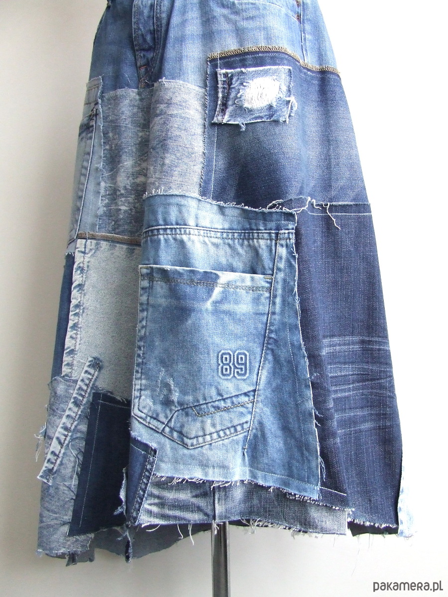 spódnice midi Jeansowa spódnica patchwork  r. 44 3