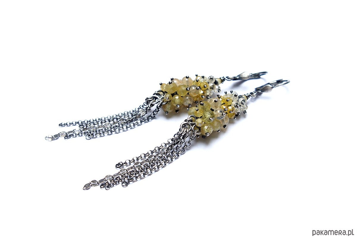 kolczyki z kamieniami Złote kłosy /gronka/ - kolczyki 2