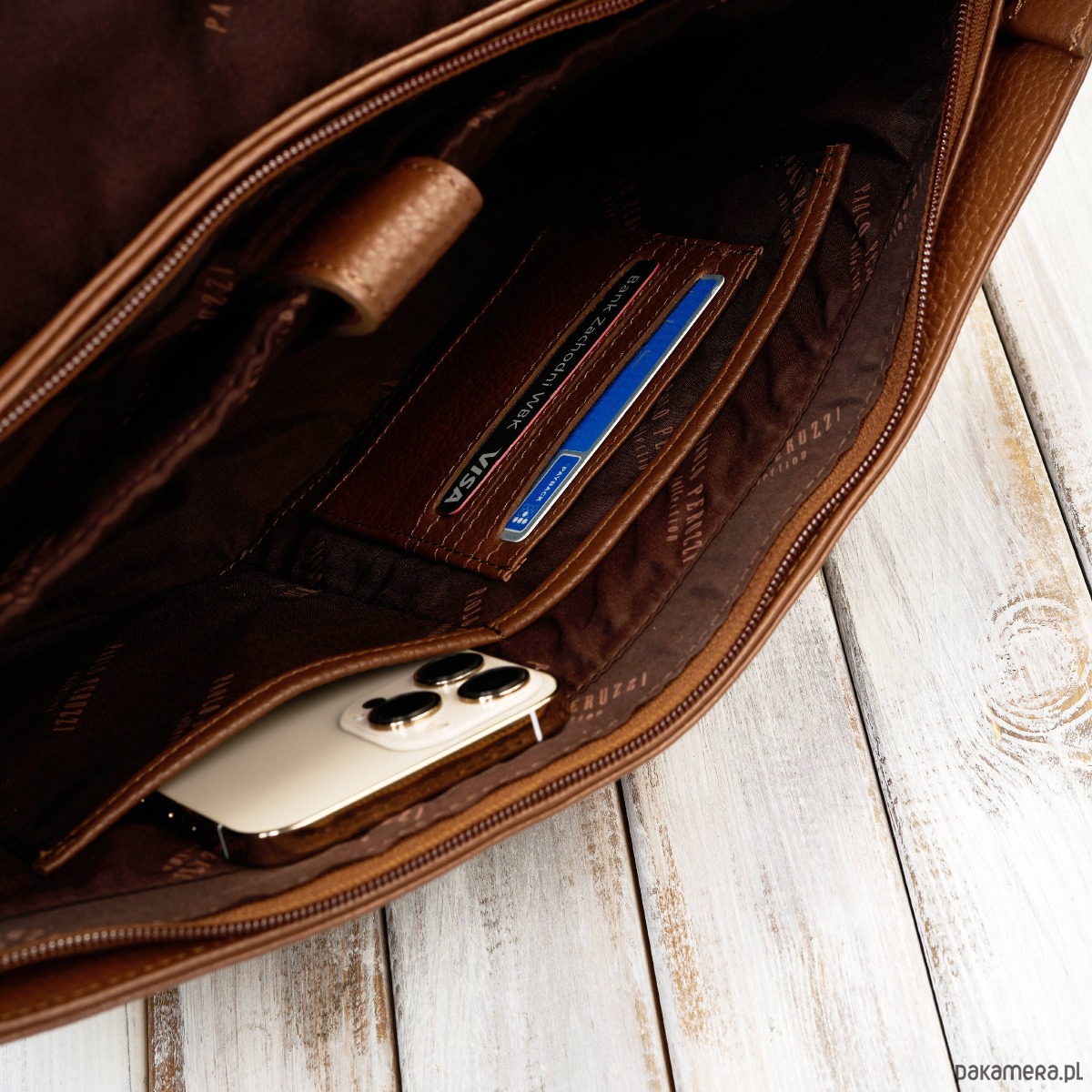 torby i nerki męskie Torba męska skórzana na laptopa na ramię brązowa Paolo Peruzzi IM-03-BR 6