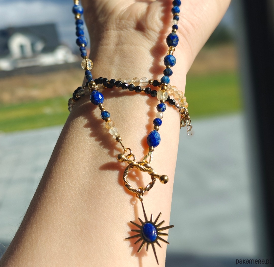 złote naszyjniki Klasyczny lapis lazuli cytryn kryształ górski 4