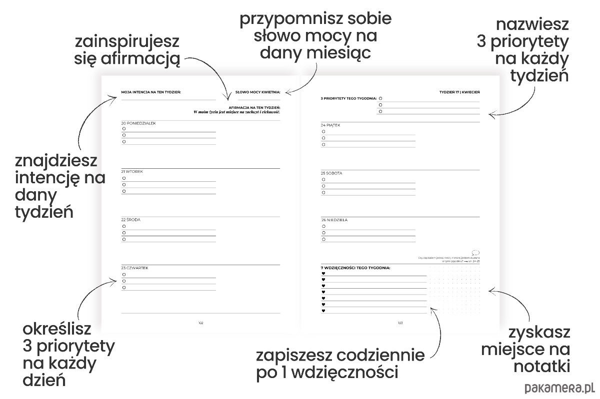 kalendarze i plannery SLOW PLANNER 2026  układ tygodniowy  Miodowy Beż 1