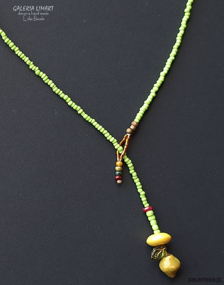 chokery Boho, uroczy naszyjnik z drobnych koralików z cytryną, PREZENT handmade 7