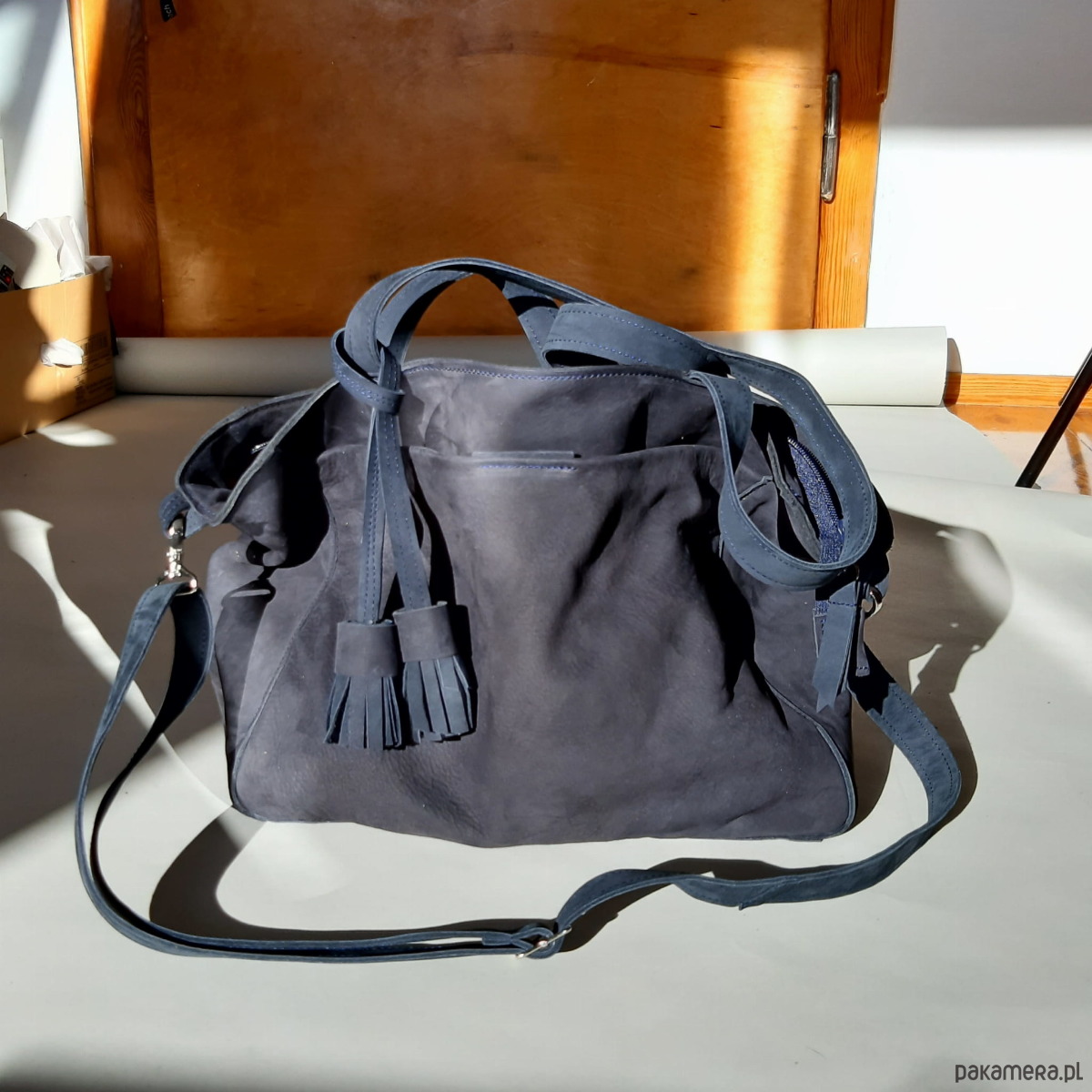 torby na ramię Grafitowa skórzana torba 4