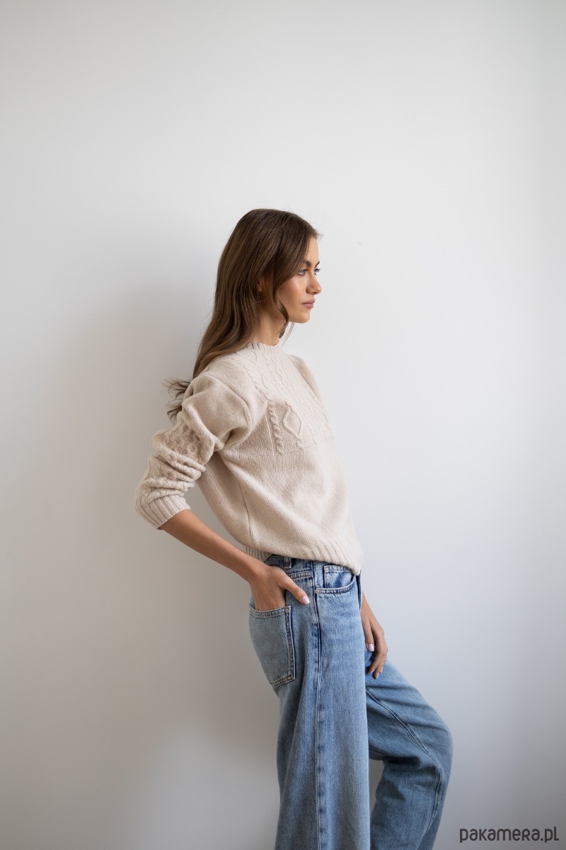 swetry damskie  Sweter Aran biszkoptowy 1