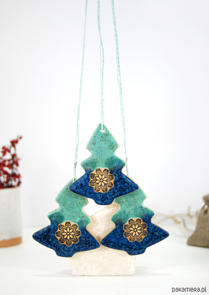 ozdoby choinkowe Turkusowe choinki - ceramiczne ozdoby choinkowe 9