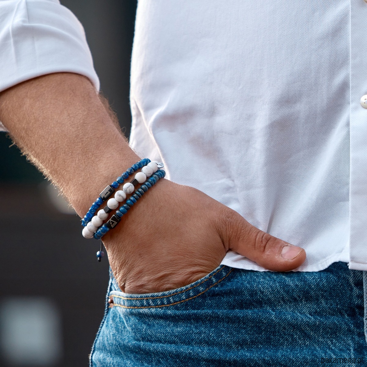 biżuteria męska Męska bransoletka z kamieniami mądrości 1