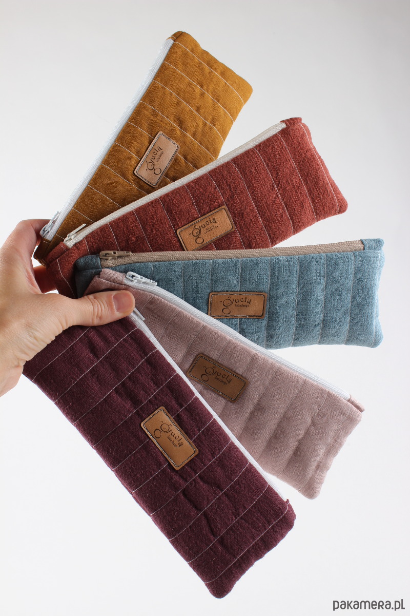 piórniki Piórnik lniany / mini kosmetyczka Ceglana 6